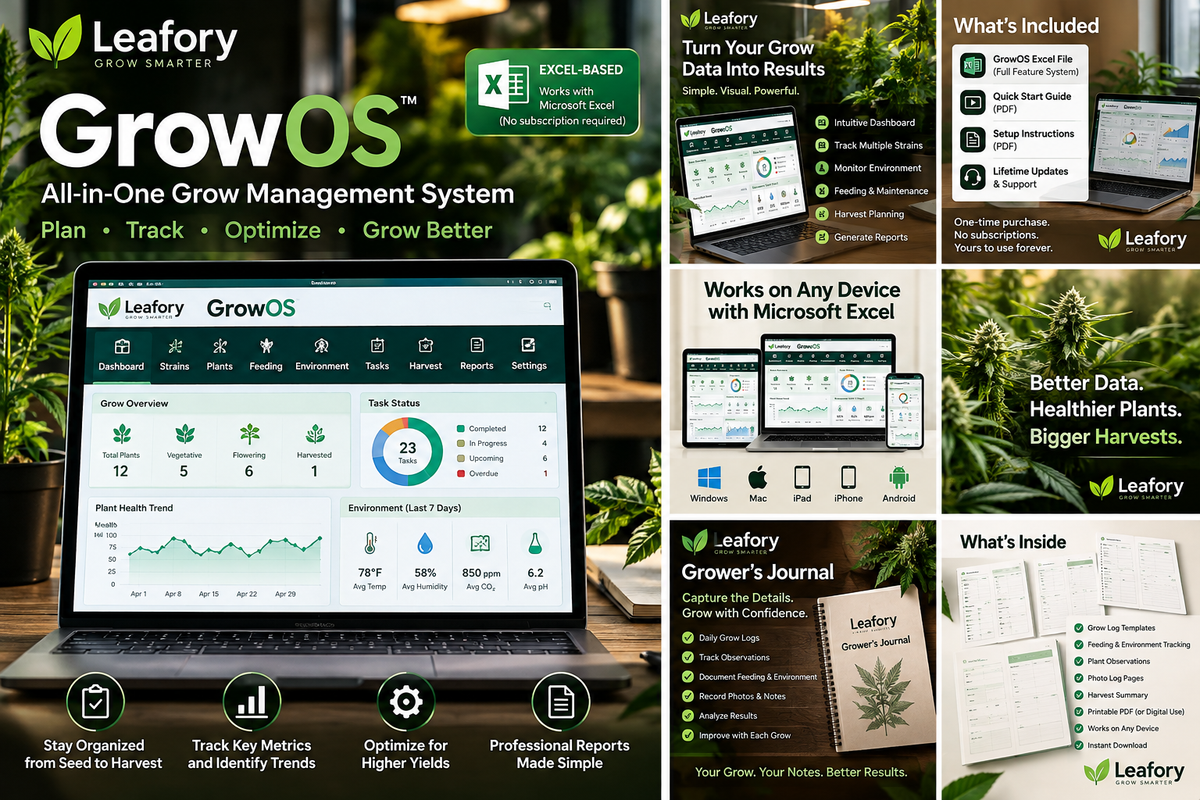 Leafory GrowOS all-in-one Excel grow management system